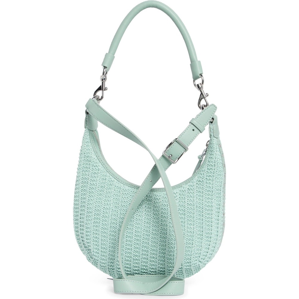 Rebecca Minkoff NWT Mint Crescent Shoulder Bag Zip Closure Leather Strap
